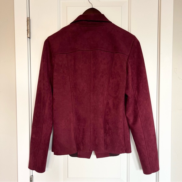 Kut from the Kloth Carina faux suede drape moto jacket in wine Burgundy Size M - Picture 7 of 9
